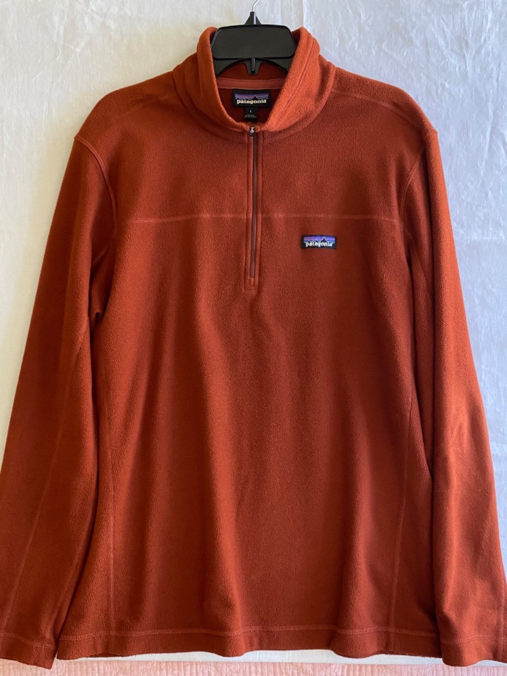 Patagonia Orange Red Long Sleeve Pull Over Fleece Zip Up Size Large